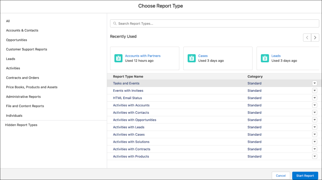 Salesforce Spring ‘22 Release report types